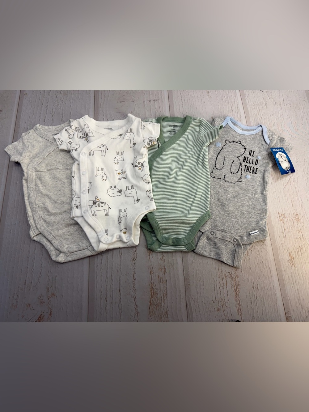 Carter’s Simple Joys Gerber Baby 0-3M 4-Pack Bodysuits Neutral Animal